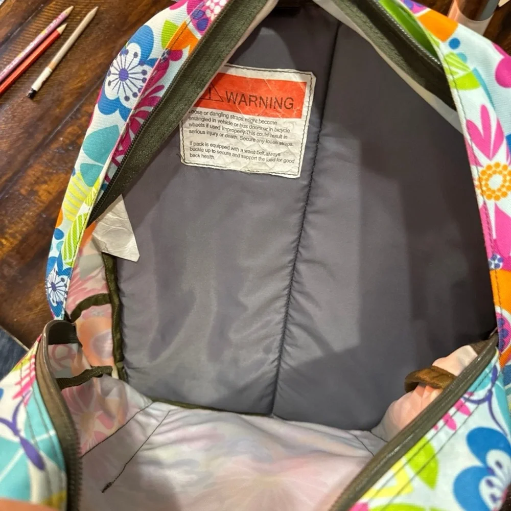 L.L. Bean Floral Canvas Backpack in Pink, Orange, Blue, Green